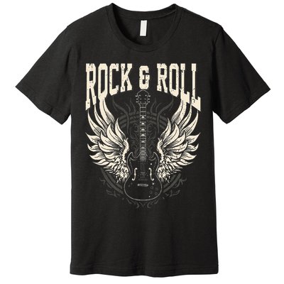 Rock And Roll Lover Gifts Cool Electric Guitar Concert Band Premium T-Shirt