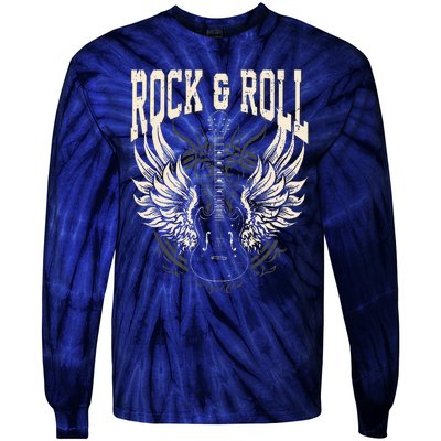 Rock And Roll Lover Gifts Cool Electric Guitar Concert Band Tie-Dye Long Sleeve Shirt