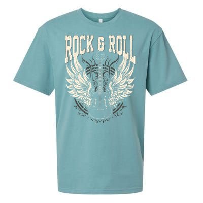 Rock And Roll Lover Gifts Cool Electric Guitar Concert Band Sueded Cloud Jersey T-Shirt