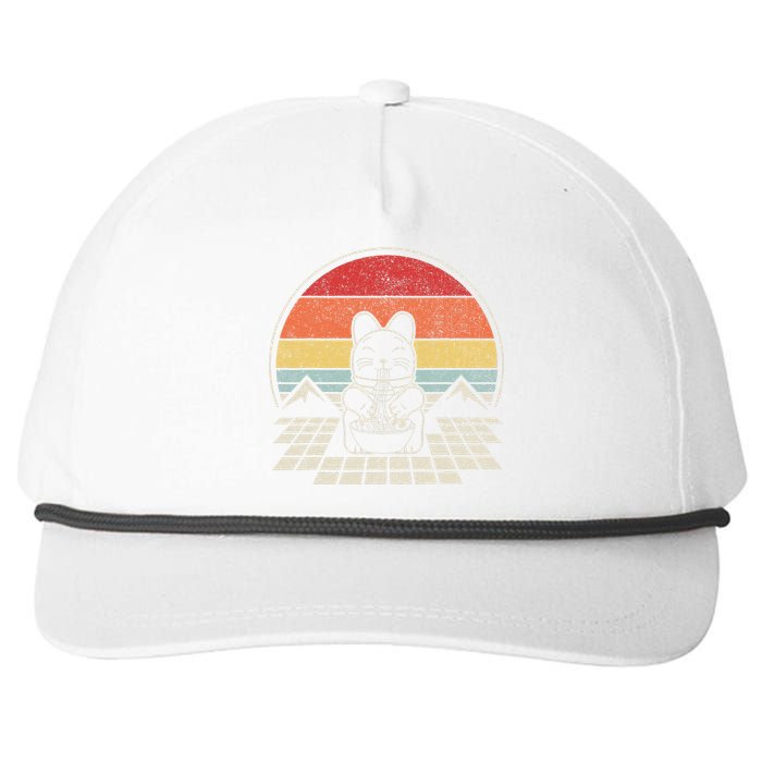 Retro Anime Ra Cat Japanese Noodles Aesthetic Kawaii  Snapback Five-Panel Rope Hat