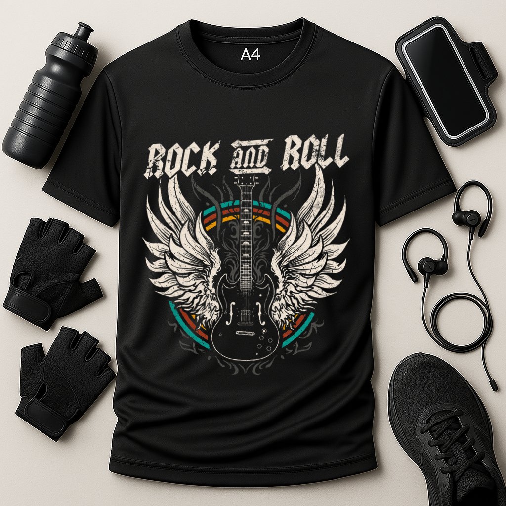 Rock And Roll Guitar Vintage Rock Music Cooling Performance Crew T-Shirt