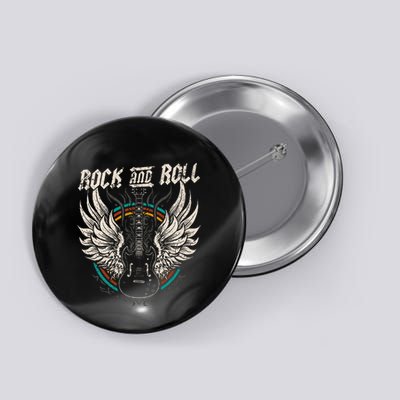 Rock And Roll Guitar Vintage Rock Music Button