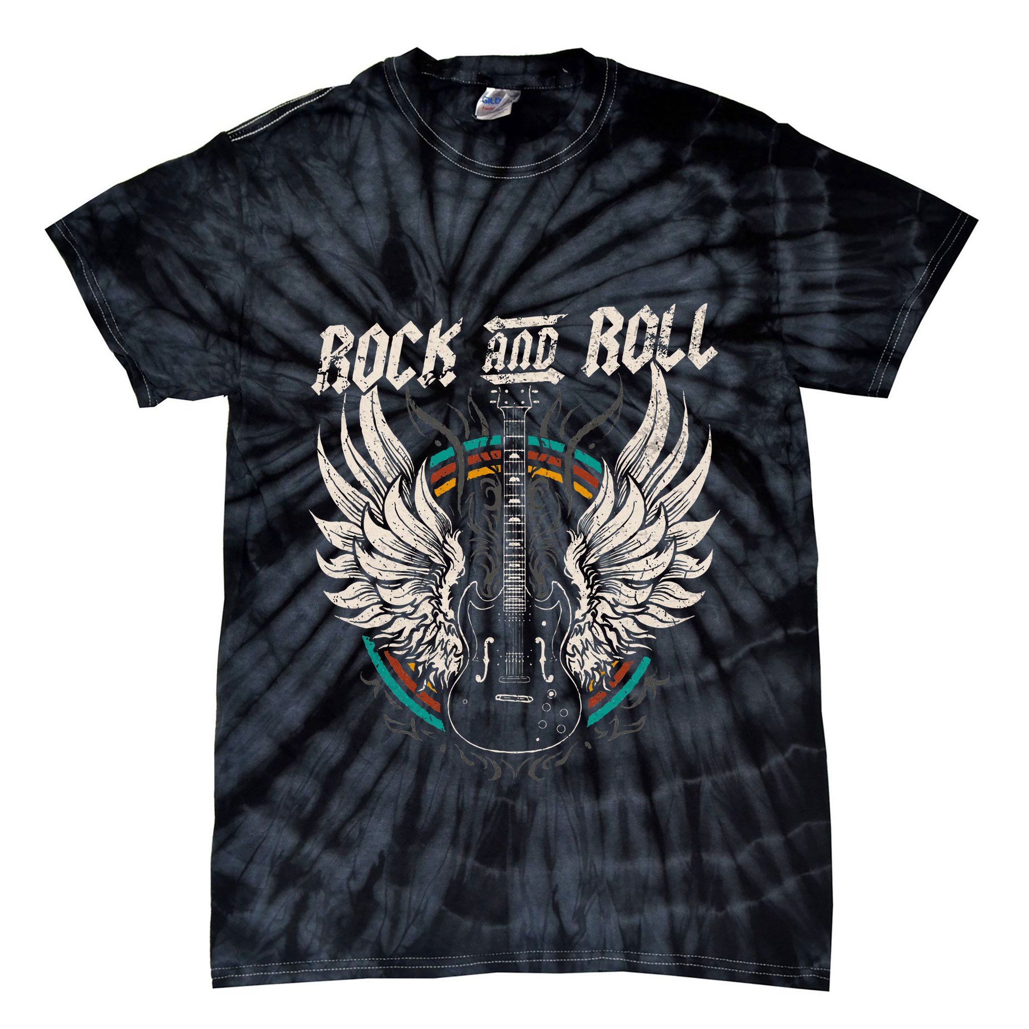 Rock And Roll Guitar Vintage Rock Music Tie-Dye T-Shirt