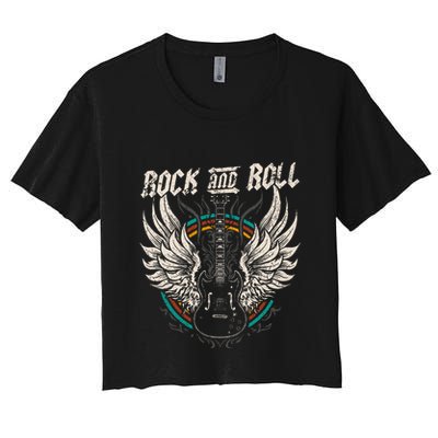 Rock And Roll Guitar Vintage Rock Music Crop Top