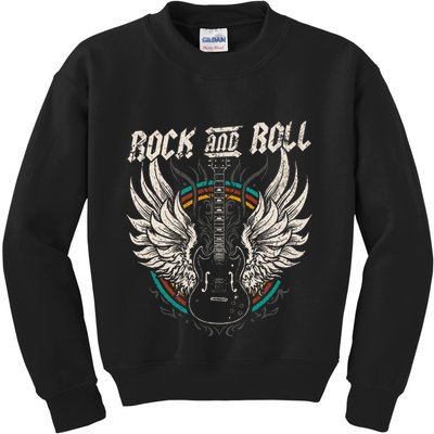 Rock And Roll Guitar Vintage Rock Music Kids Sweatshirt