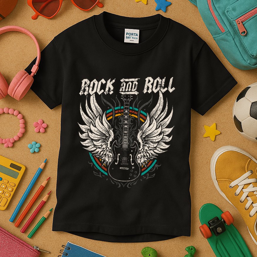 Rock And Roll Guitar Vintage Rock Music Kids T-Shirt