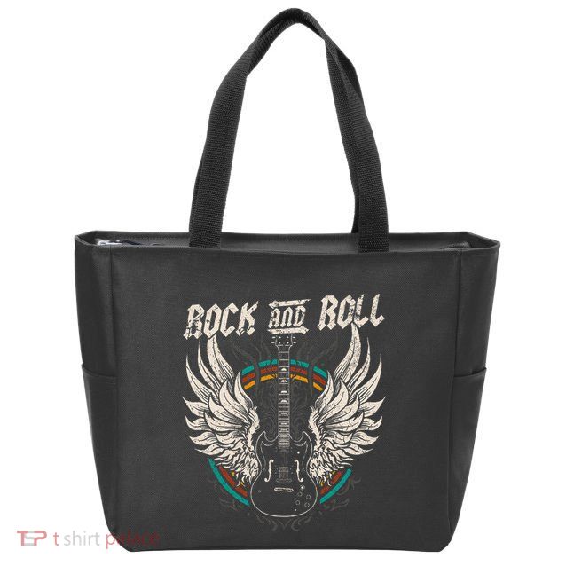 Rock And Roll Guitar Vintage Rock Music Zip Tote Bag
