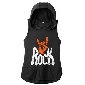 Rock And Roll Rock Music Rock Music Lover Ladies PosiCharge Tri-Blend Wicking Draft Hoodie Tank