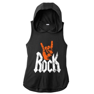 Rock And Roll Rock Music Rock Music Lover Ladies PosiCharge Tri-Blend Wicking Draft Hoodie Tank