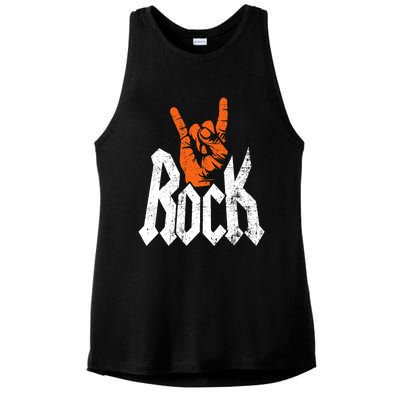 Rock And Roll Rock Music Rock Music Lover Ladies PosiCharge Tri-Blend Wicking Tank