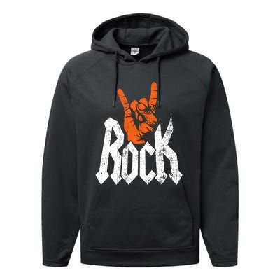 Rock And Roll Rock Music Rock Music Lover Performance Fleece Hoodie