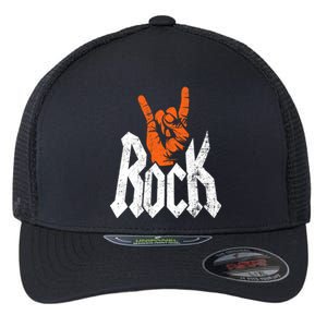 Rock And Roll Rock Music Rock Music Lover Flexfit Unipanel Trucker Cap