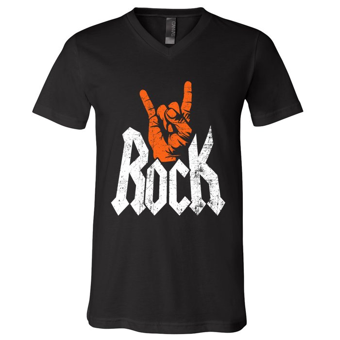 Rock And Roll Rock Music Rock Music Lover V-Neck T-Shirt