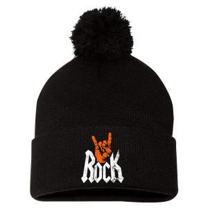 Rock And Roll Rock Music Rock Music Lover Pom Pom 12in Knit Beanie