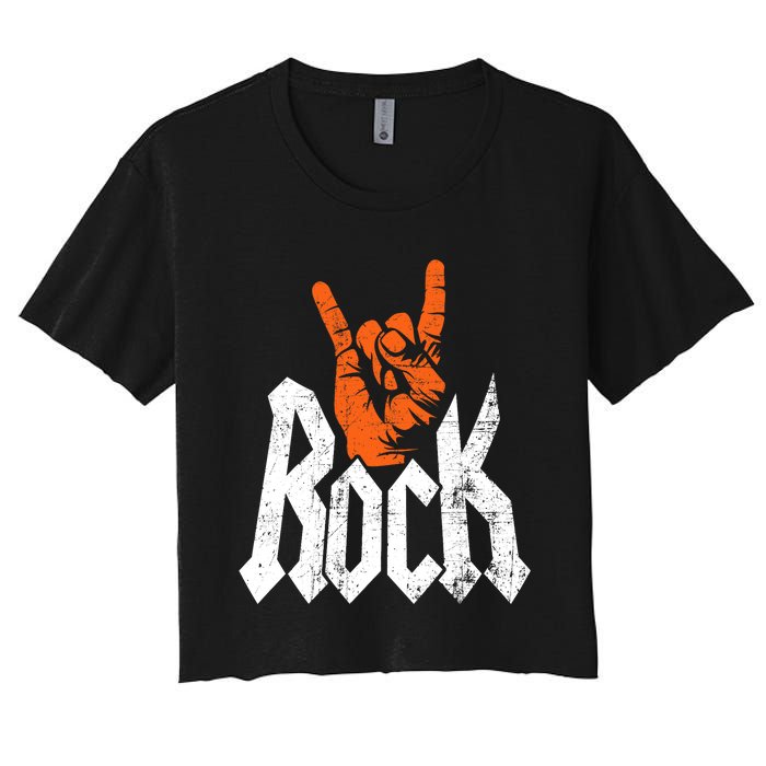 Rock And Roll Rock Music Rock Music Lover Women's Crop Top Tee