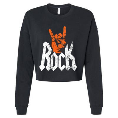 Rock And Roll Rock Music Rock Music Lover Cropped Pullover Crew