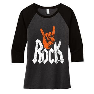 Rock And Roll Rock Music Rock Music Lover Women's Tri-Blend 3/4-Sleeve Raglan Shirt