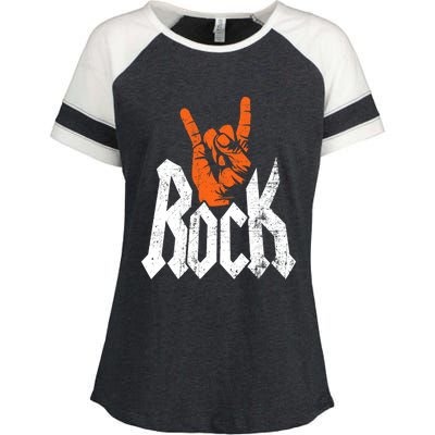 Rock And Roll Rock Music Rock Music Lover Enza Ladies Jersey Colorblock Tee