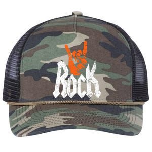 Rock And Roll Rock Music Rock Music Lover Retro Rope Trucker Hat Cap