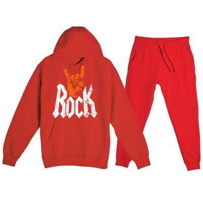 Rock And Roll Rock Music Rock Music Lover Premium Hooded Sweatsuit Set