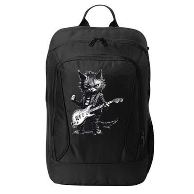 Rock And Roll Cat Guitar City Backpack