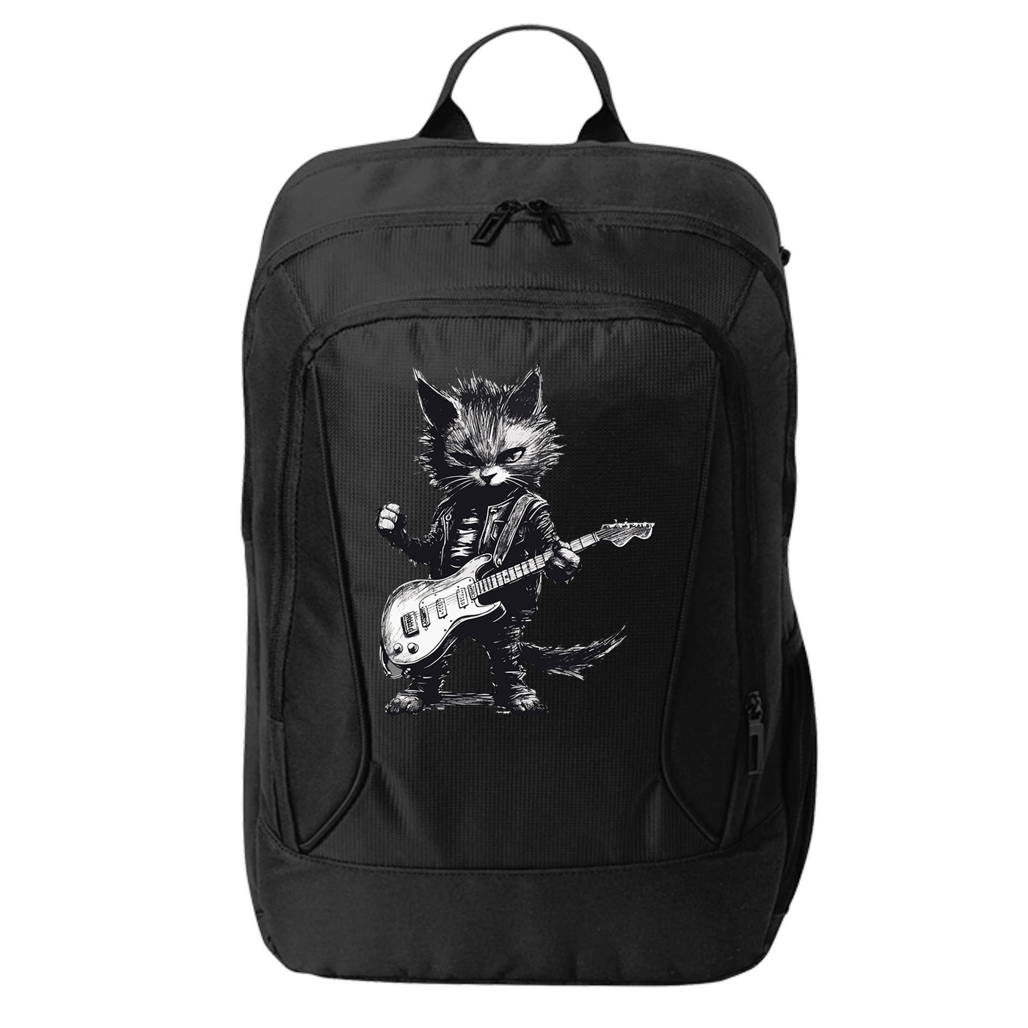 Rock And Roll Cat Guitar City Backpack