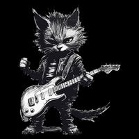 Rock And Roll Cat Guitar City Backpack
