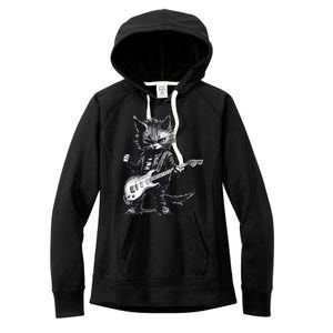 Rock And Roll Cat Guitar Women's Fleece Hoodie