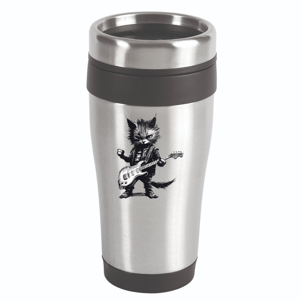 Rock And Roll Cat Guitar 16oz Travel Tumbler