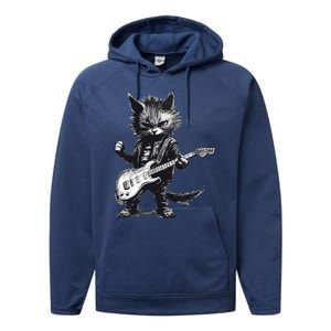 Rock And Roll Cat Guitar Performance Fleece Hoodie