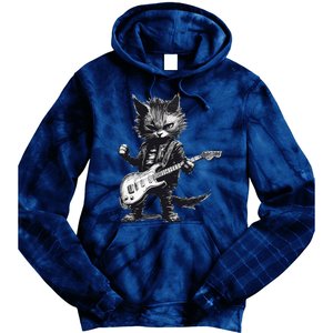 Rock And Roll Cat Guitar Tie Dye Hoodie