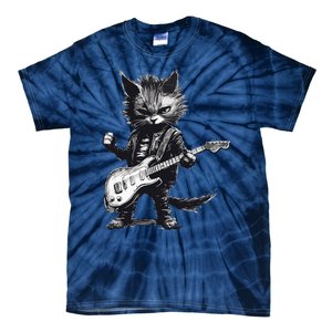 Rock And Roll Cat Guitar Tie-Dye T-Shirt