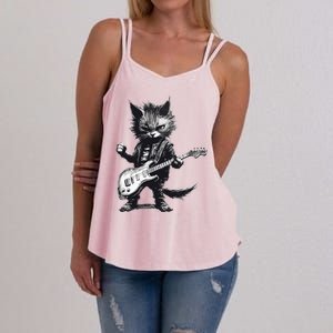 Rock And Roll Cat Guitar Women's Strappy Tank