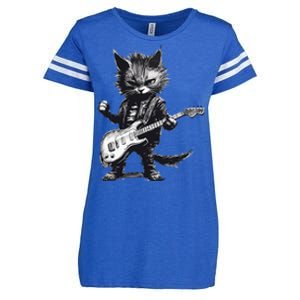 Rock And Roll Cat Guitar Enza Ladies Jersey Football T-Shirt