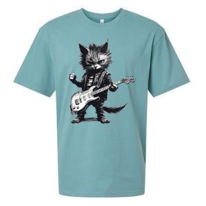 Rock And Roll Cat Guitar Sueded Cloud Jersey T-Shirt