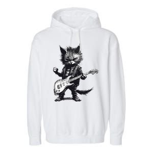 Rock And Roll Cat Guitar Garment-Dyed Fleece Hoodie