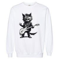 Rock And Roll Cat Guitar Garment-Dyed Sweatshirt