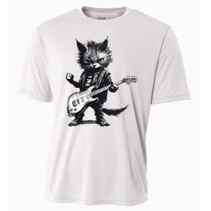 Rock And Roll Cat Guitar Cooling Performance Crew T-Shirt