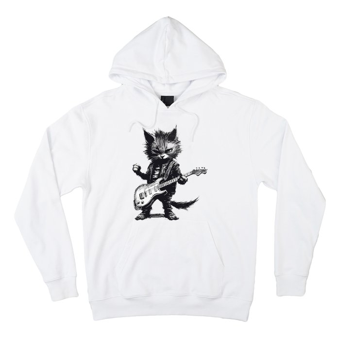 Rock And Roll Cat Guitar Hoodie