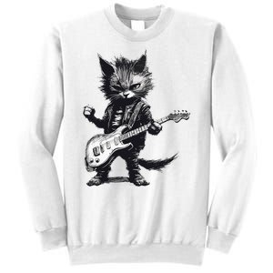 Rock And Roll Cat Guitar Sweatshirt