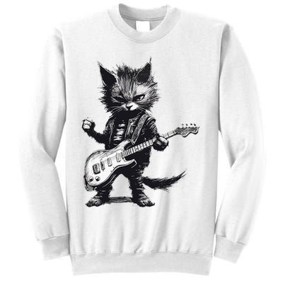 Rock And Roll Cat Guitar Sweatshirt