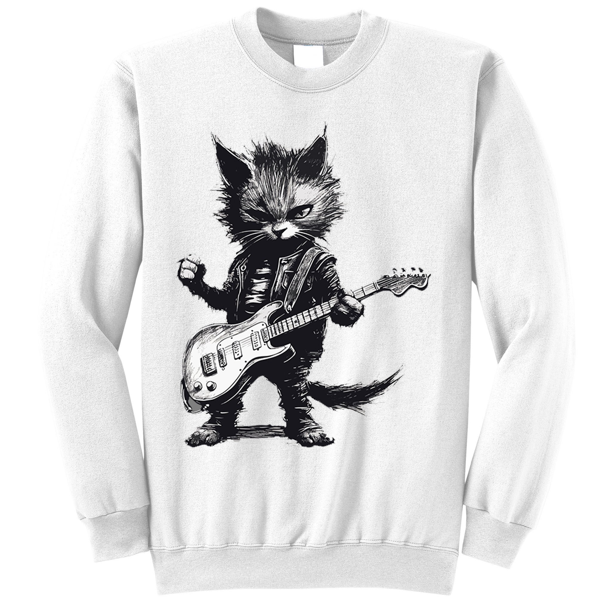 Rock And Roll Cat Guitar Sweatshirt