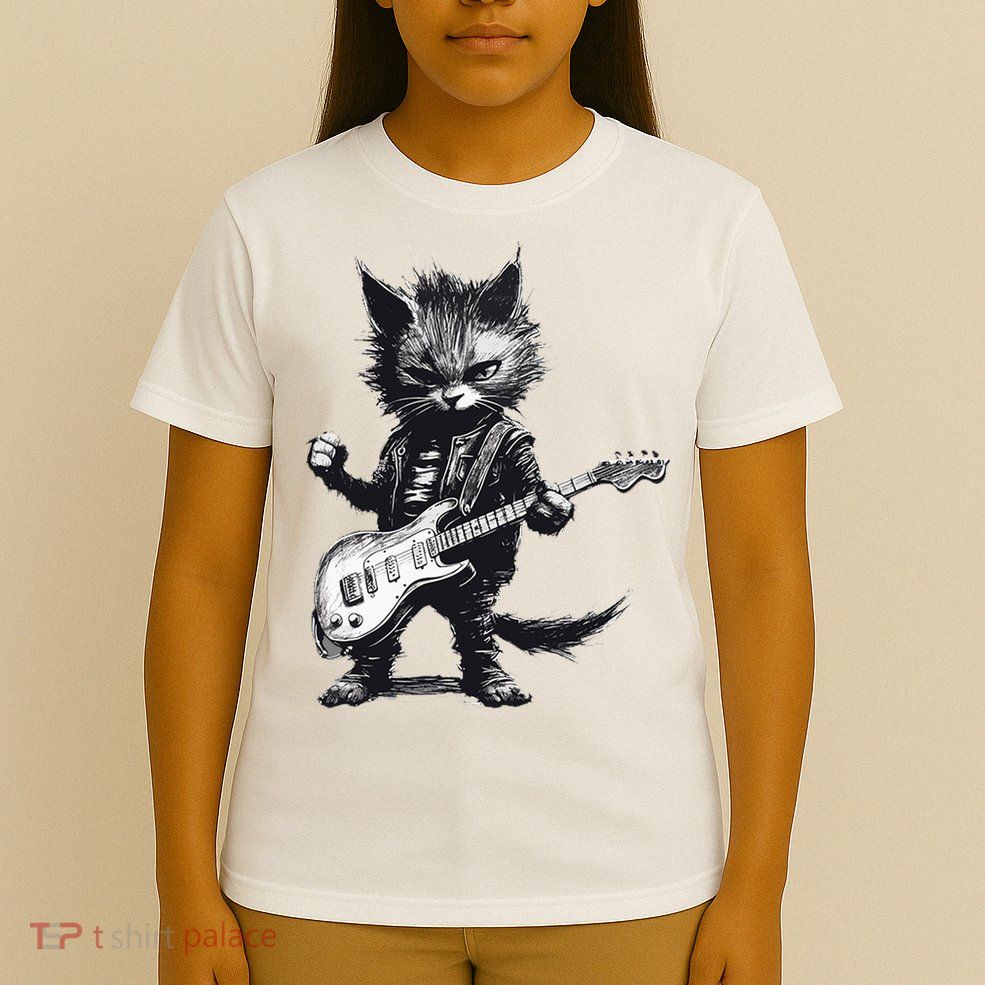Rock And Roll Cat Guitar T-Shirt