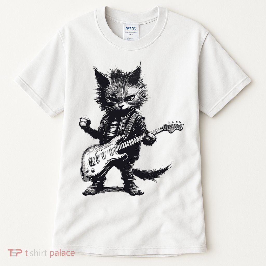 Rock And Roll Cat Guitar Tall T-Shirt