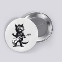 Rock And Roll Cat Guitar Button