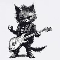 Rock And Roll Cat Guitar Button