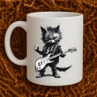 Rock And Roll Cat Guitar Mug
