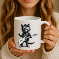 Rock And Roll Cat Guitar Mug