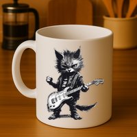Rock And Roll Cat Guitar Mug