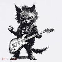 Rock And Roll Cat Guitar 11oz C Handle Ceramic Mug